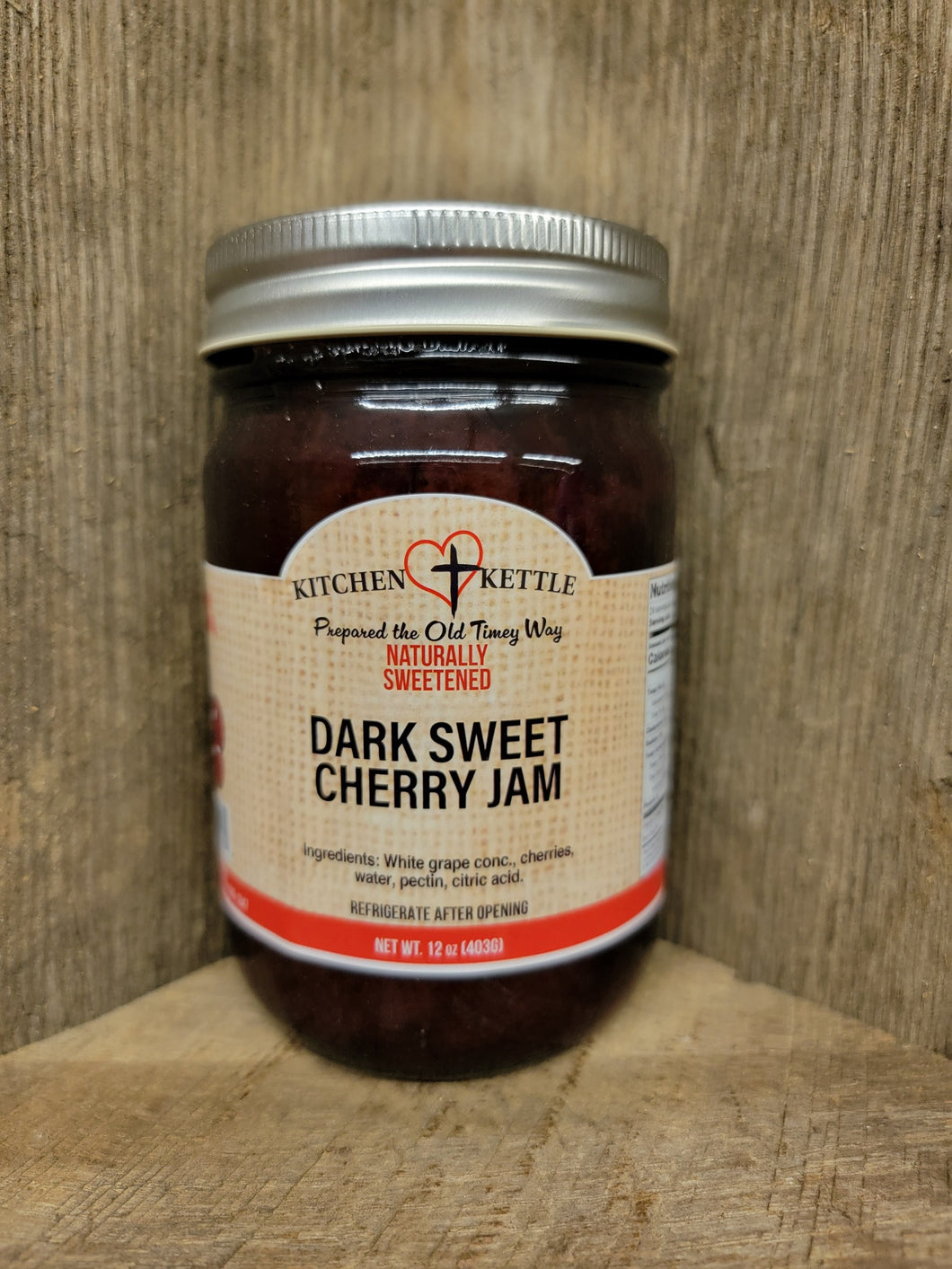 Naturally Sweetened Dark Sweet Cherry Jam 12oz