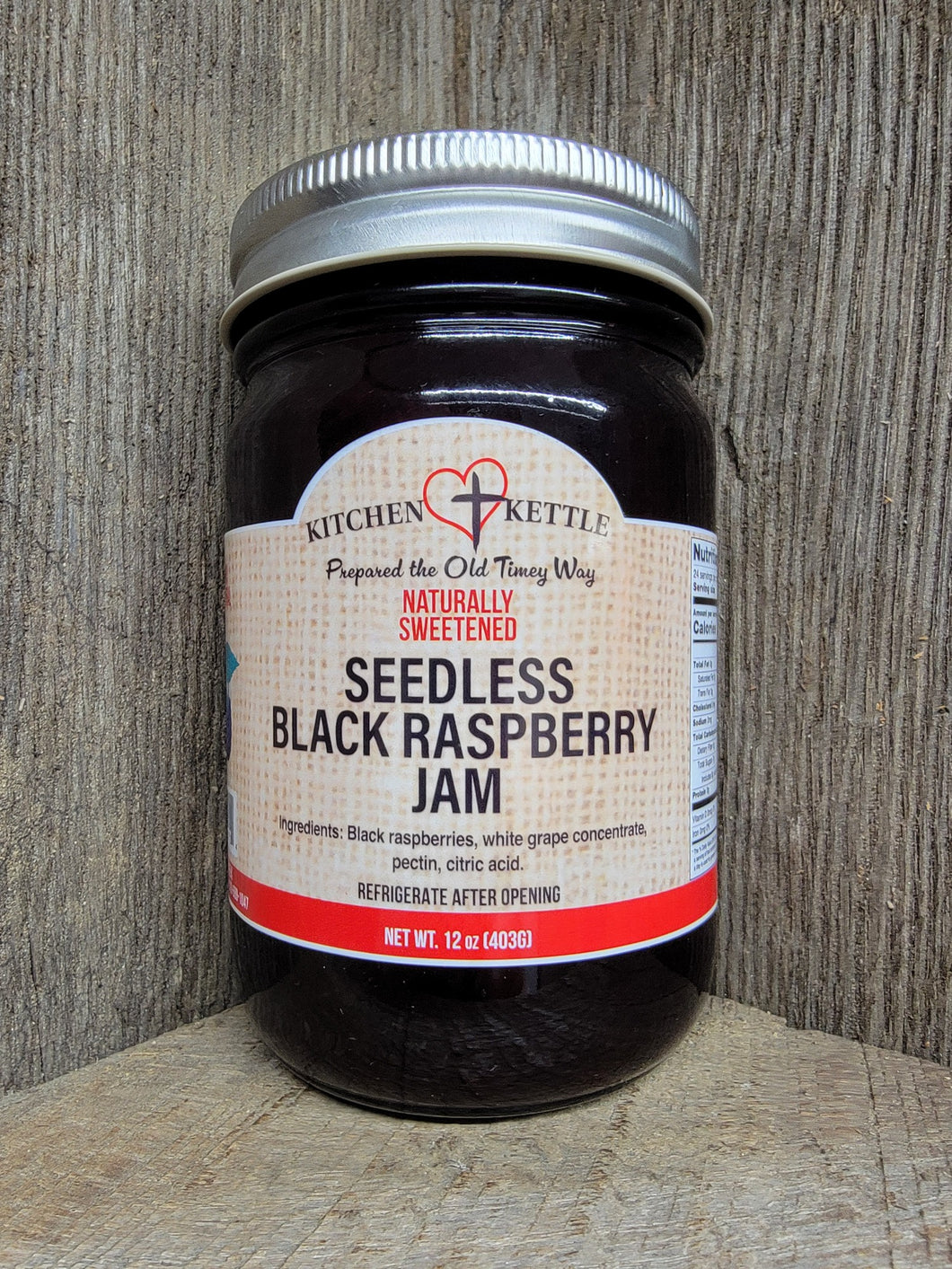 Naturally Sweetened Seedless Black Raspberry Jam 12oz