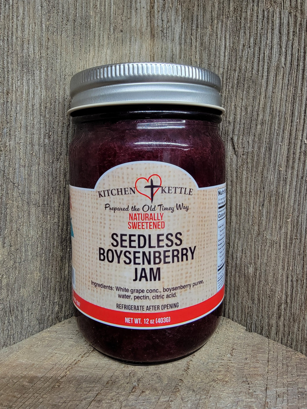 Naturally Sweetened Seedless Boysenberry Jam 12oz