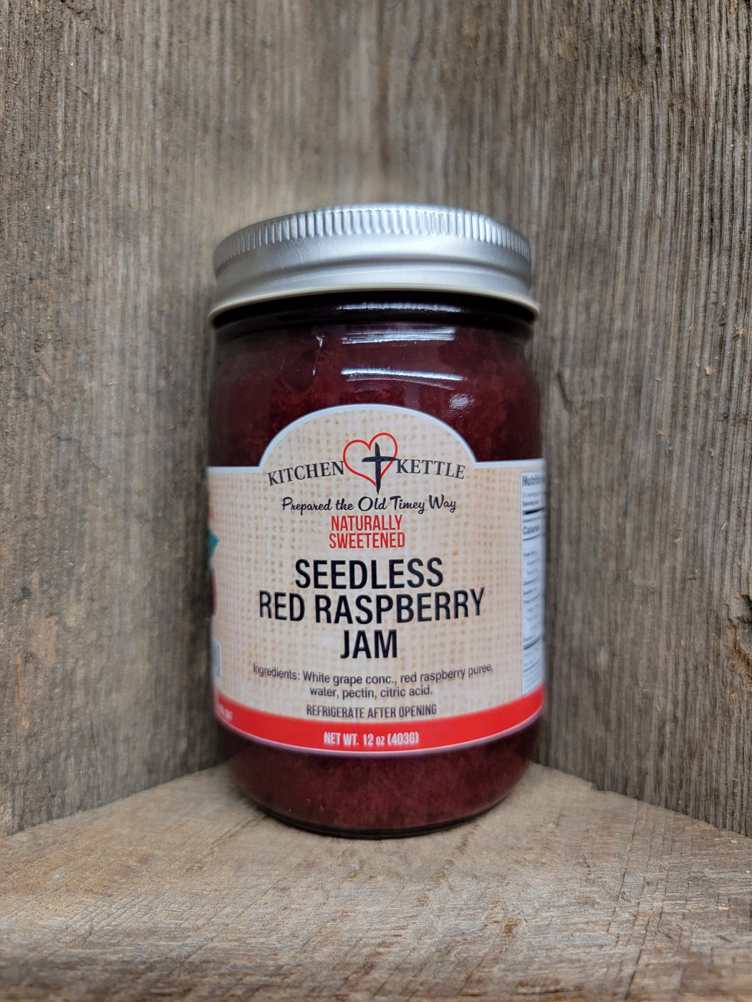Naturally Sweetened Seedless Red Raspberry Jam 12oz