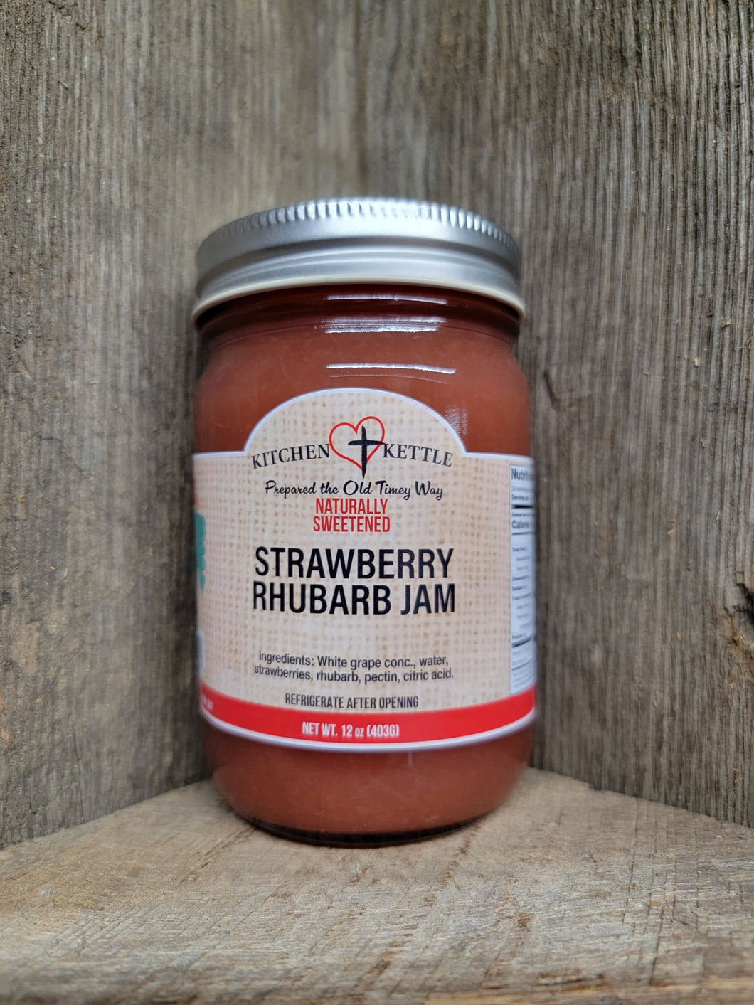 Naturally Sweetened Strawberry Rhubarb Jam 12oz